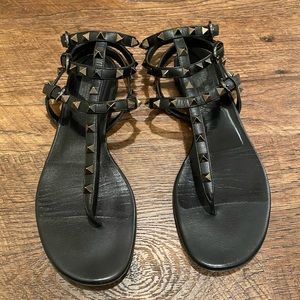 Valentino Rockstud Noir Gladiator Sandals 38.5